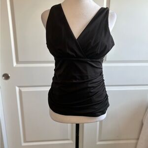 Halogen Elegant Black Wrap Tank Top